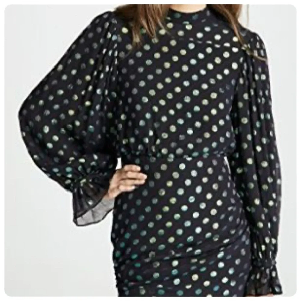SALONI RINA SILK POLKA DOT MINI DRESS SIZE 8 US - Picture 8 of 16
